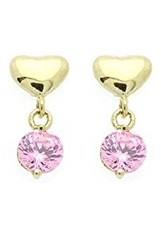 little outstanding heart pink sapphire stud baby earrings